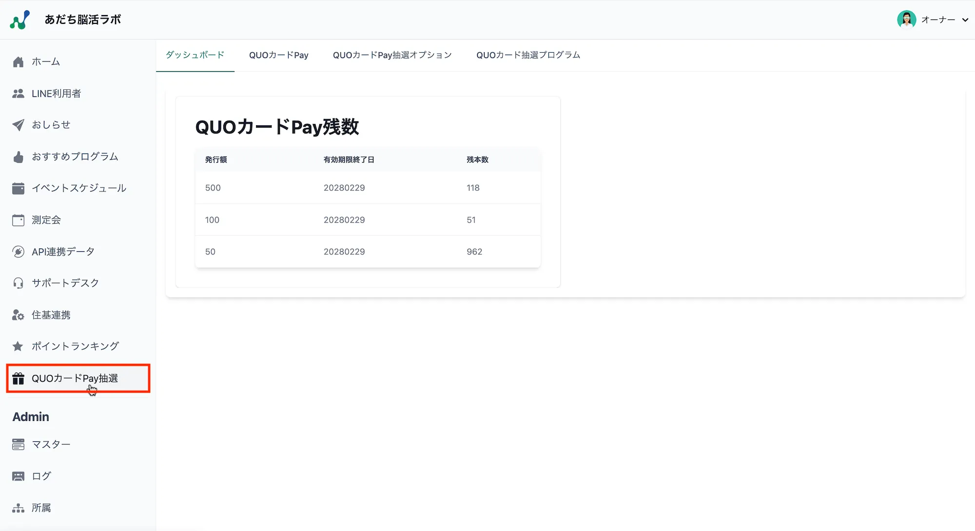 ダッシュボード