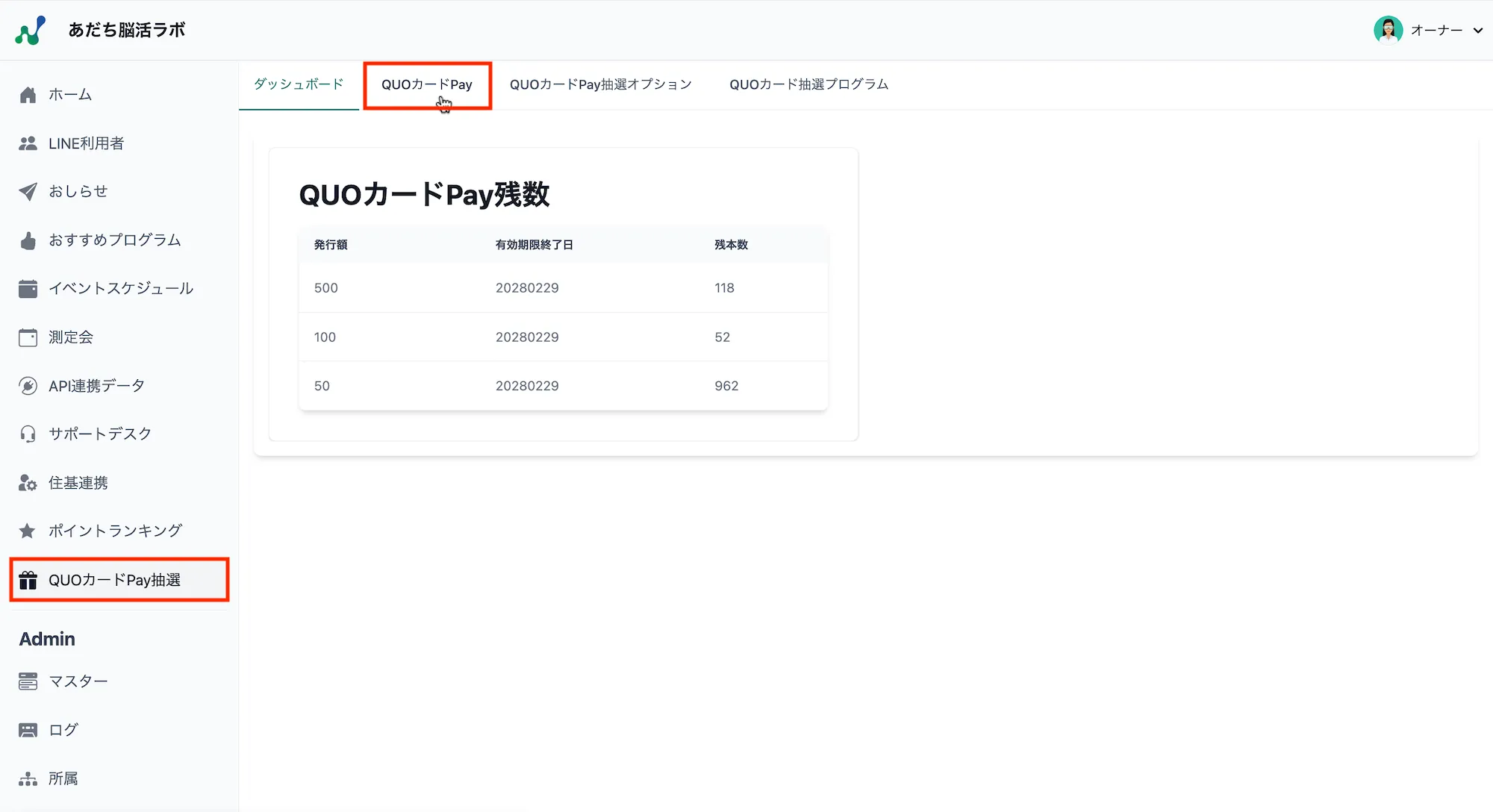 ダッシュボード
