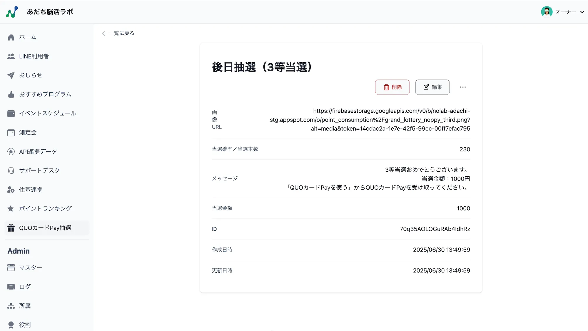 抽選オプション詳細
