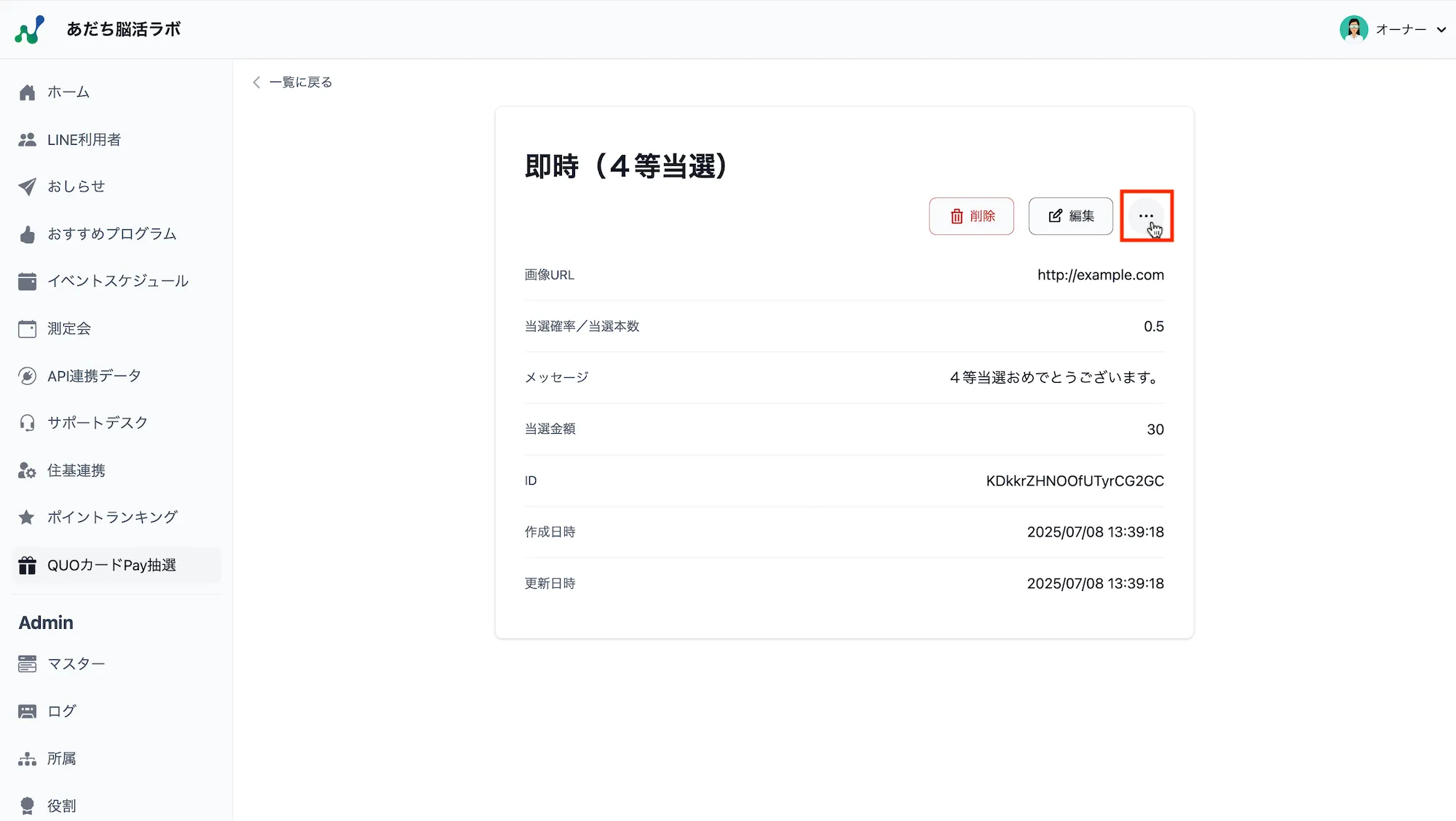 抽選オプション詳細